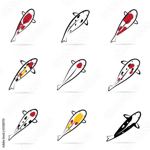 Set of vector carp koi