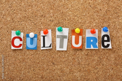 The word Culture on a cork notice board photo