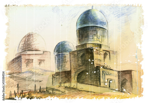 hand drawn illustration of the muslim  architecture