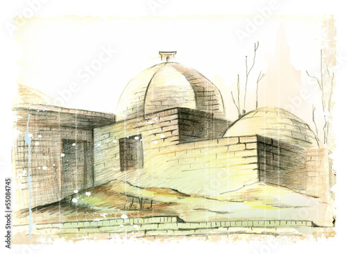 hand drawn illustration of the muslim  architecture