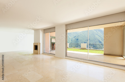 Interior apartment with garden  large room with windows