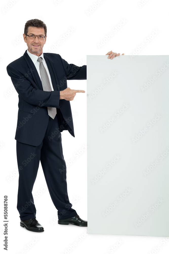 erwachsener geschäftsmann lachend textfreiraum plakat