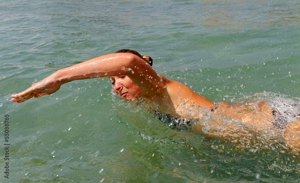 Swimming woman.