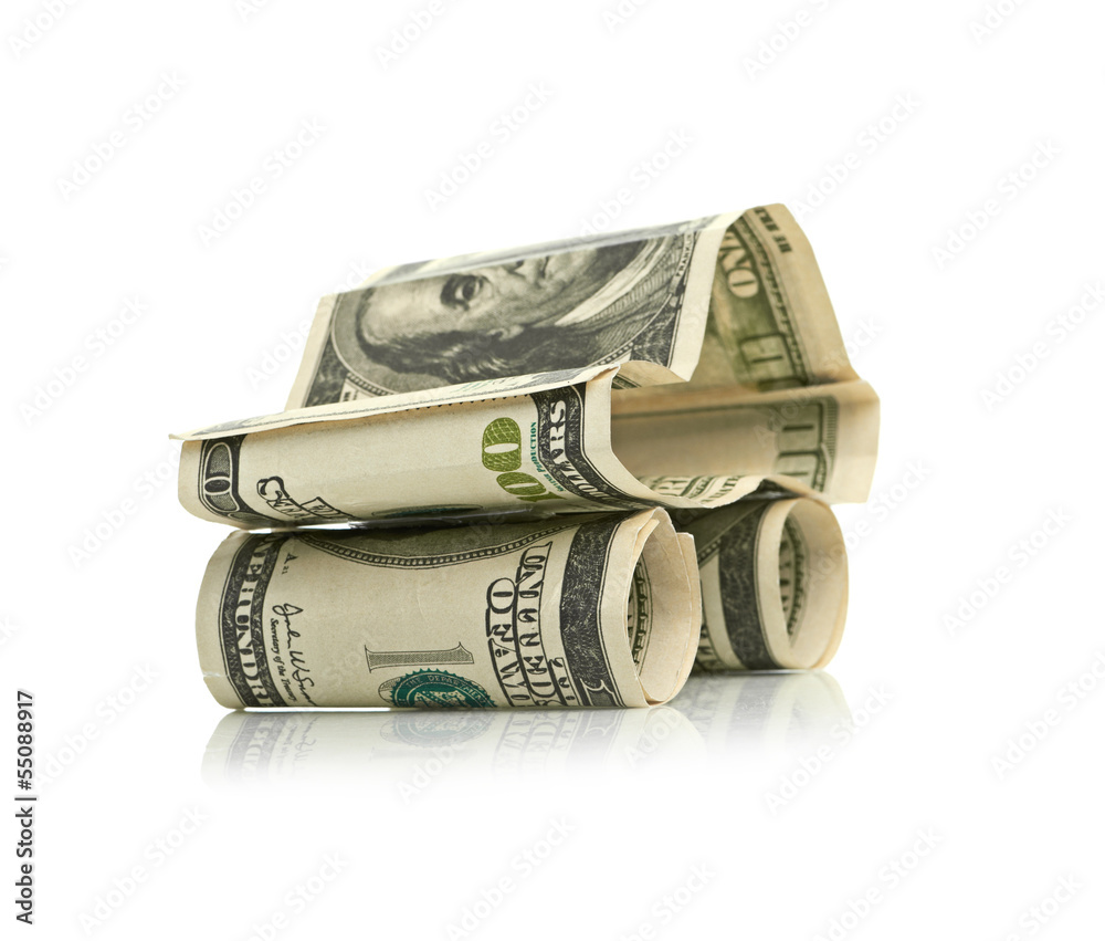 car made from dollar isolated on white background car made from dollar isolated on white background