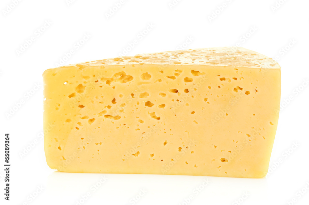 piece of cheese isolated on white