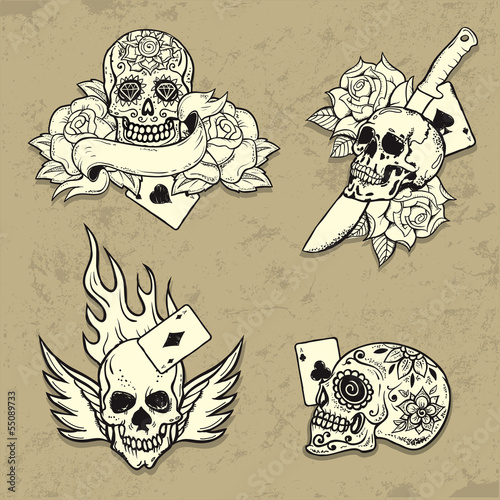 Set of Old School Tattoo Elements