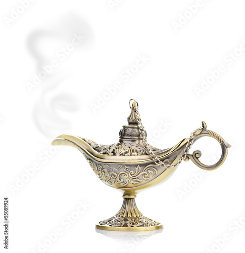 Aladdin magic lamp isolated on white