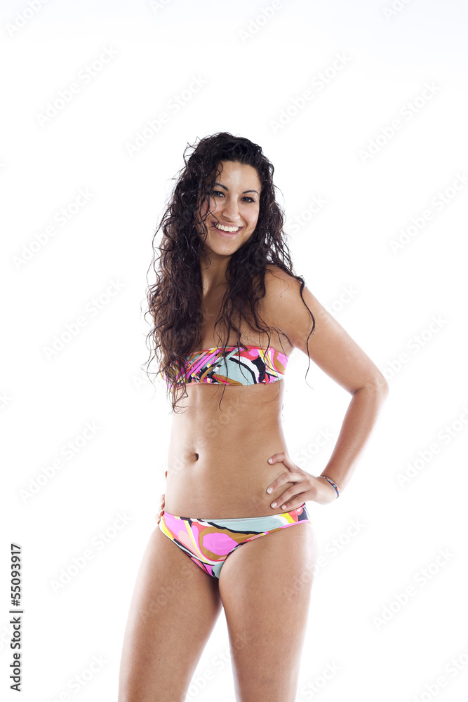 Sun tanned happy girl wearing bikini Sun tanned happy girl wearing bikini