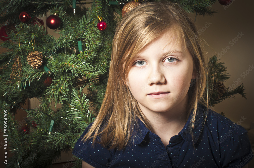 Sad girl at christmas time