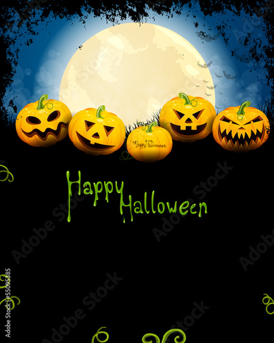 Vector Halloween Background with Pumpkins