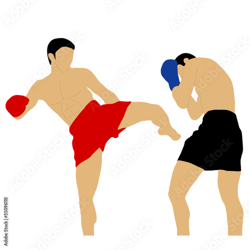two boxers fighting with high kick
