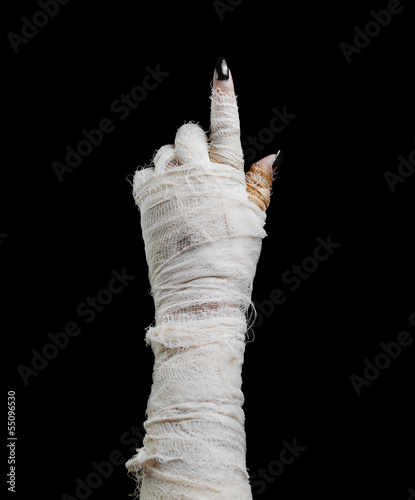 Valokuva Halloween mummy points the finger