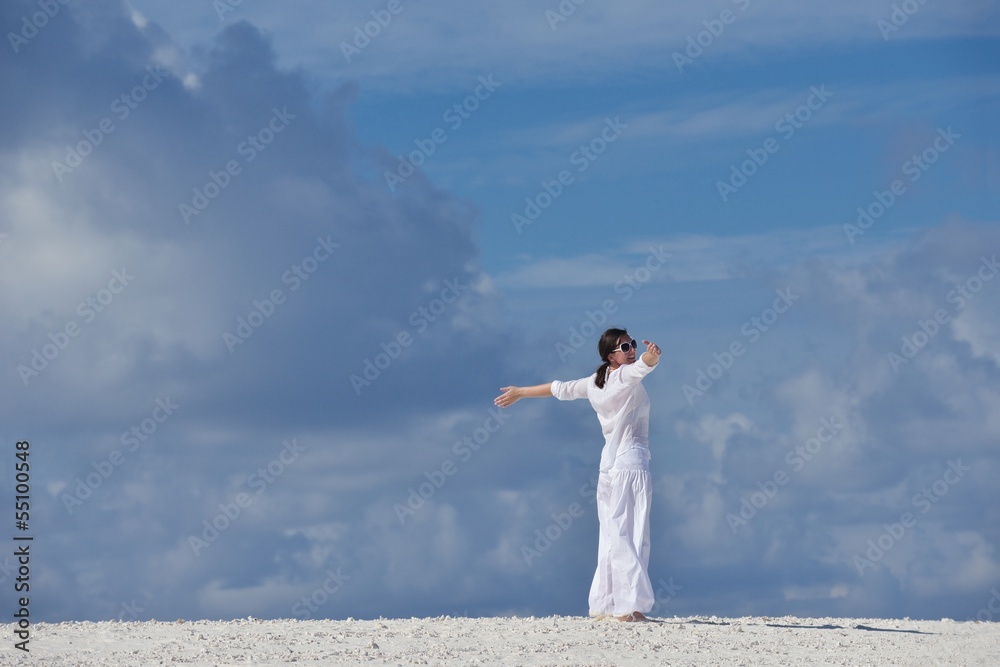 happy woman enjoy  summer time