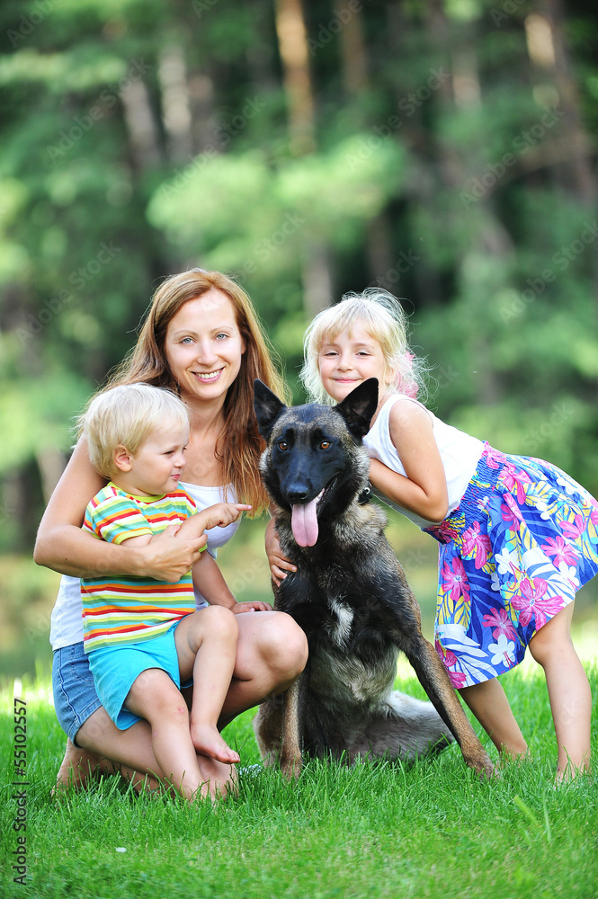 Obraz premium children with dog