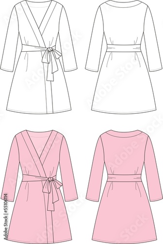 Vector fashion illustration of women's dressing gown