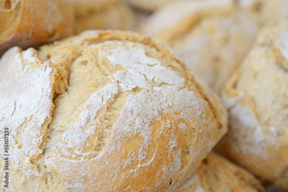 Organic artisan bread with flour