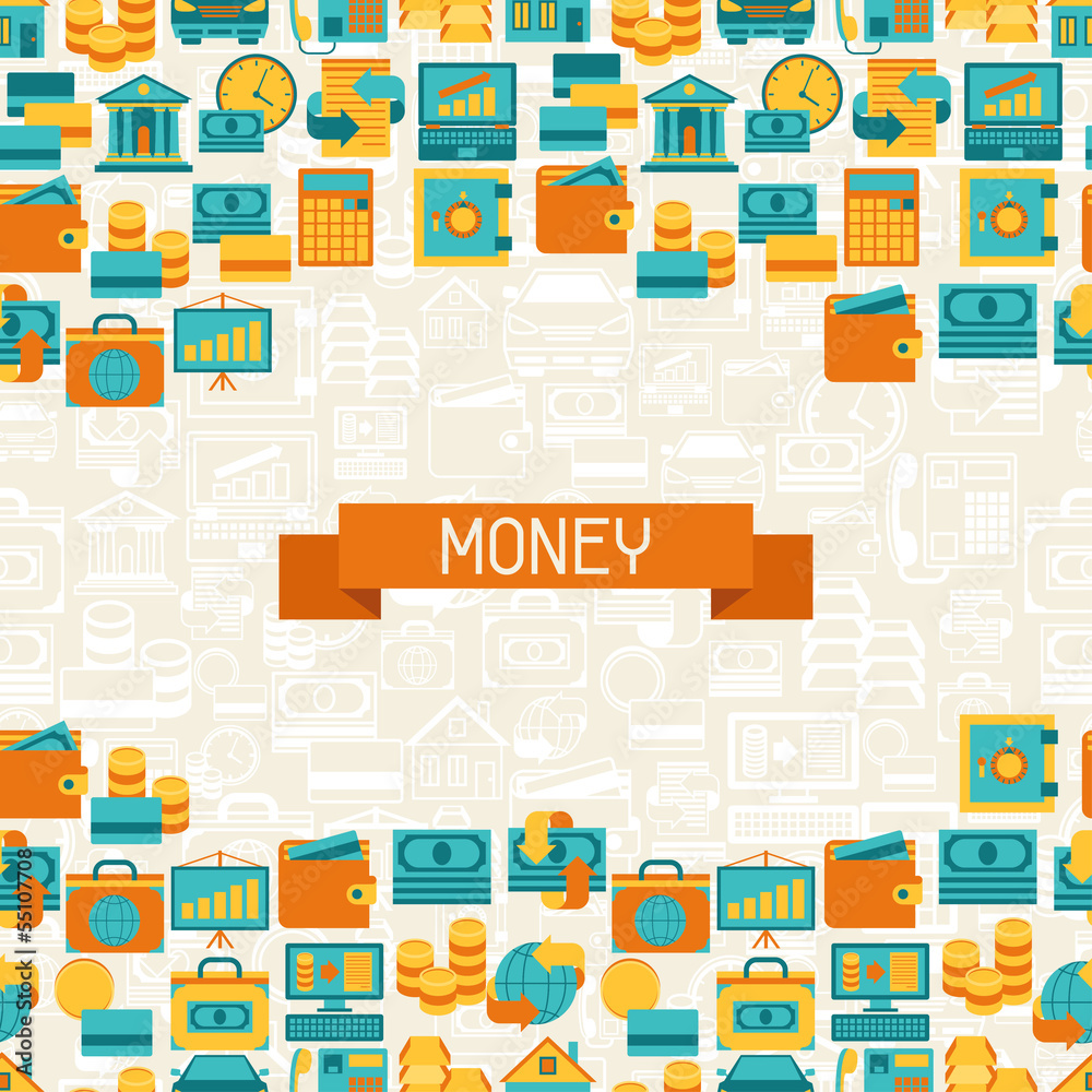 Fototapeta premium Seamless pattern of banking icons.