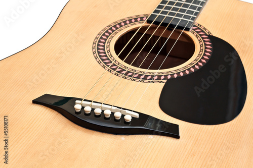 Picture of acoustic guitar, isolated on the white background
