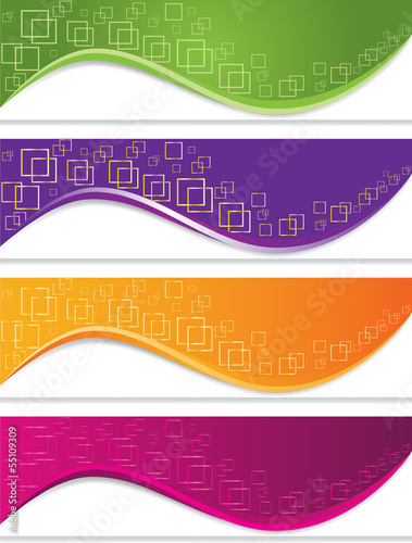 Banner set with geometric forms