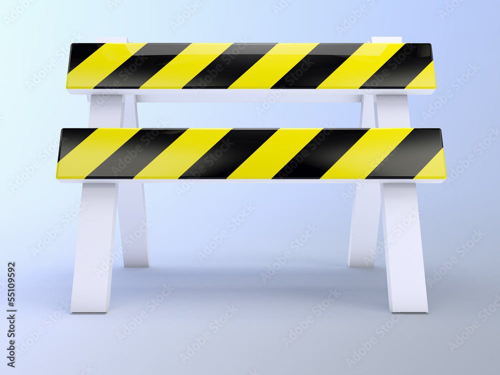 Yellow roadworks barrier front Yellow roadworks barrier front
