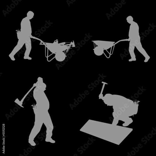 worker with her tools art vector illustration