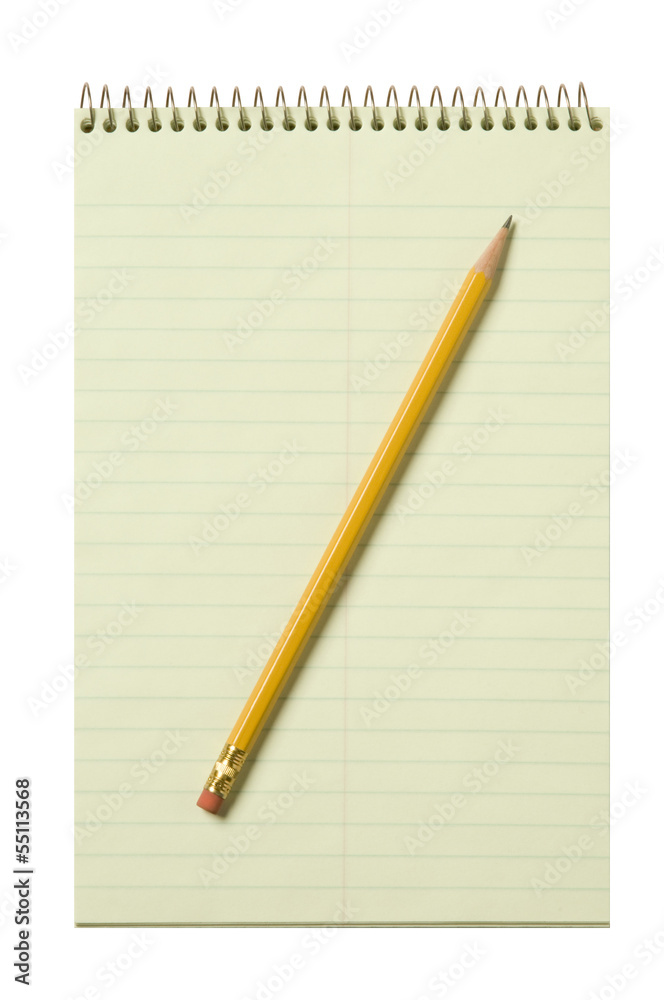Stenographer's pad with a yellow pencil Stenographer's pad with a yellow pencil