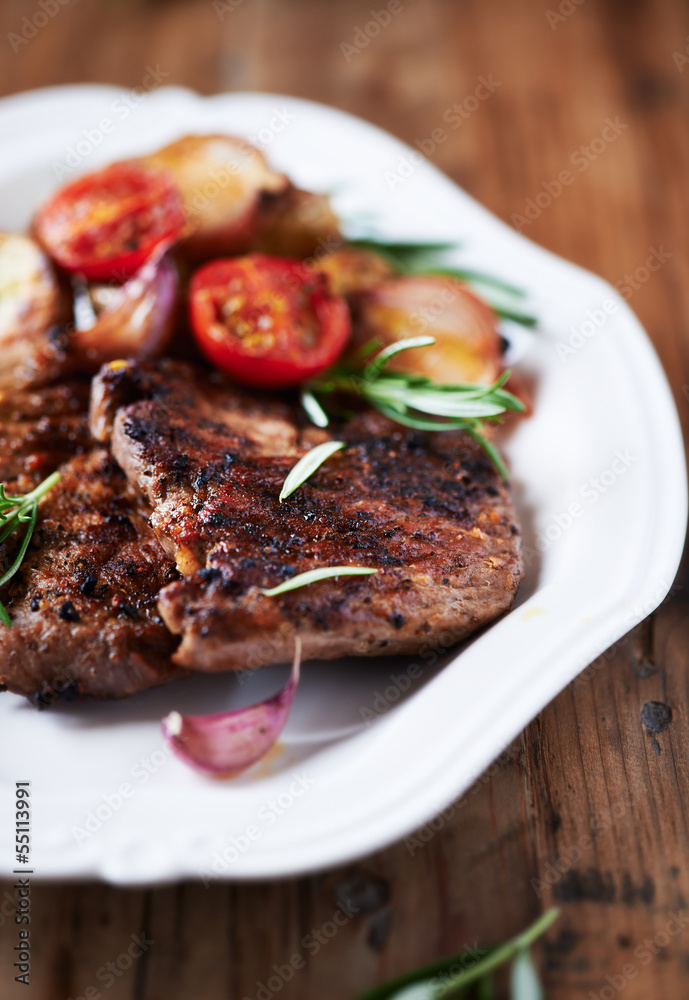 Grilled pork with grilled vegetables Grilled pork with grilled vegetables