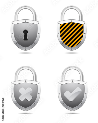 padlock shield icon with symbol