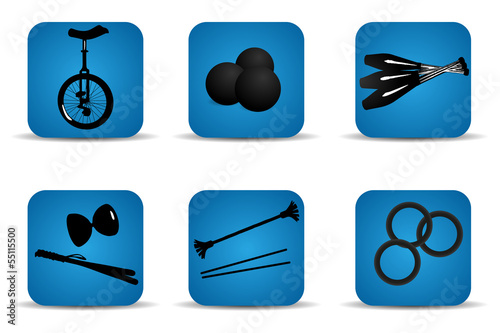 Juggling icons blue