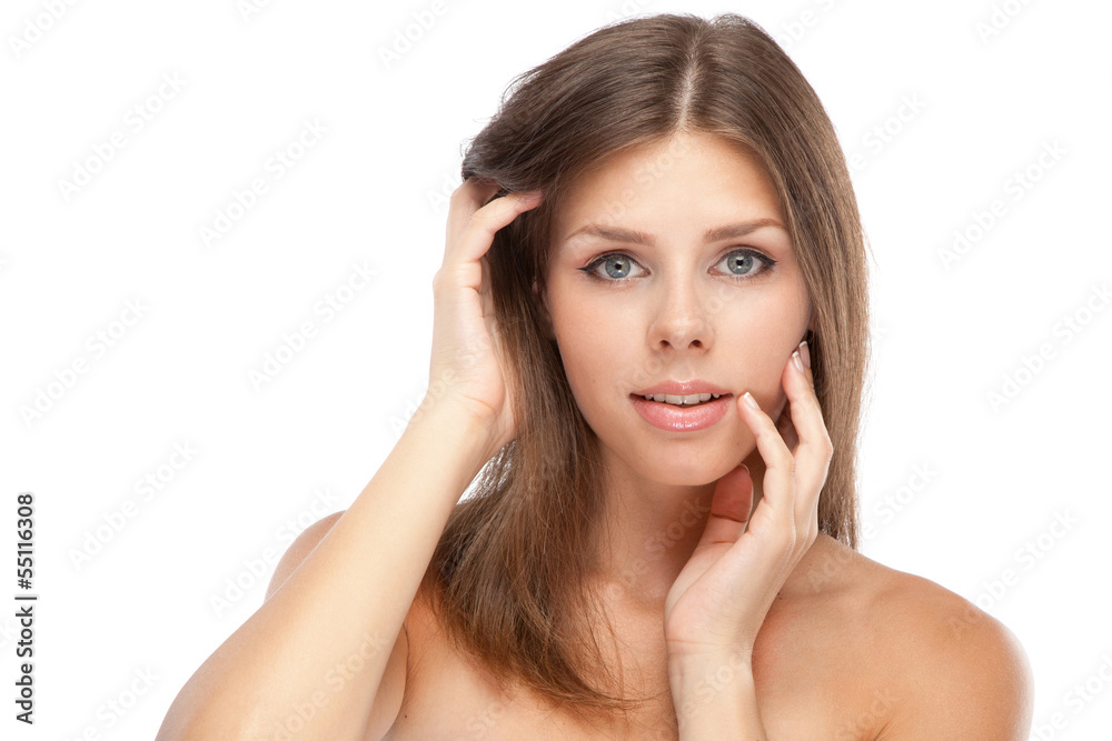 Beautiful young woman face portrait Beautiful young woman face portrait