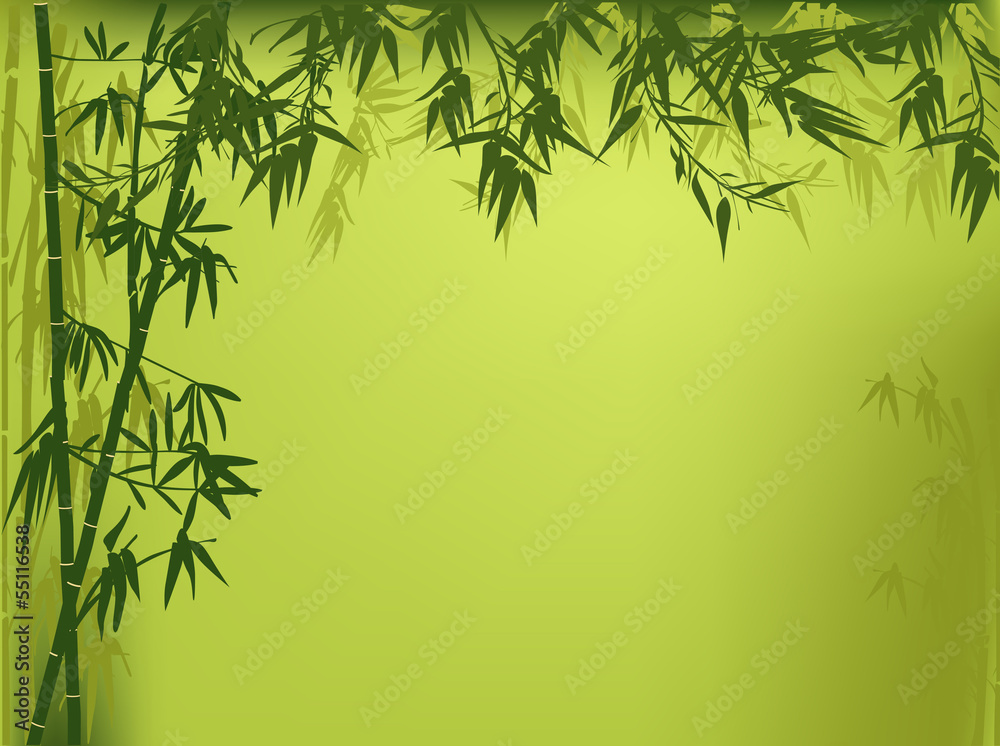 green color bamboo illustration - obrazy, fototapety, plakaty 