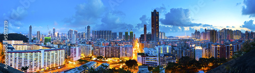 Photography Kowloon downtown night view in Hong Kong