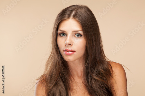 Beautiful young woman face portrait