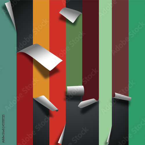 Empty colored paper page curl sheet