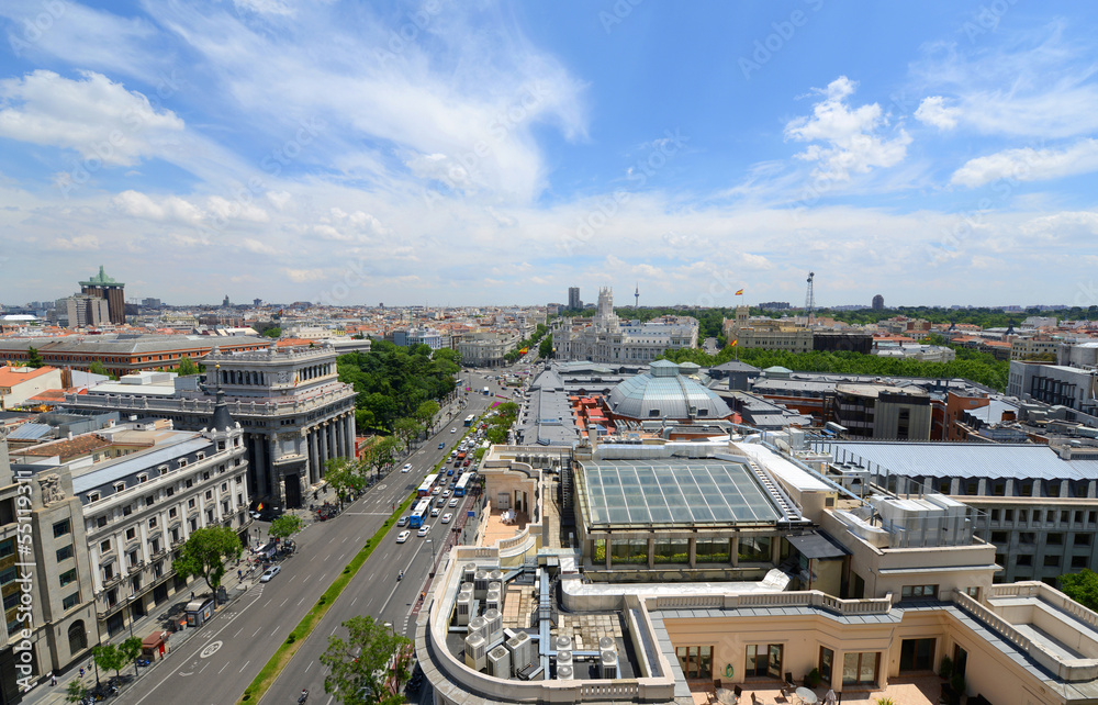 Obraz premium Madrid City Skyline aerial view, Madrid, Spain