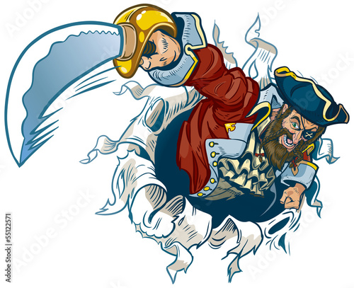 Vector Cartoon Pirate Rips out of Background