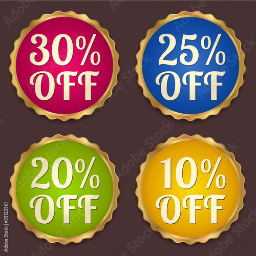 Vector Set: Colorfu Sale banners, labels (coupon, discount tag)