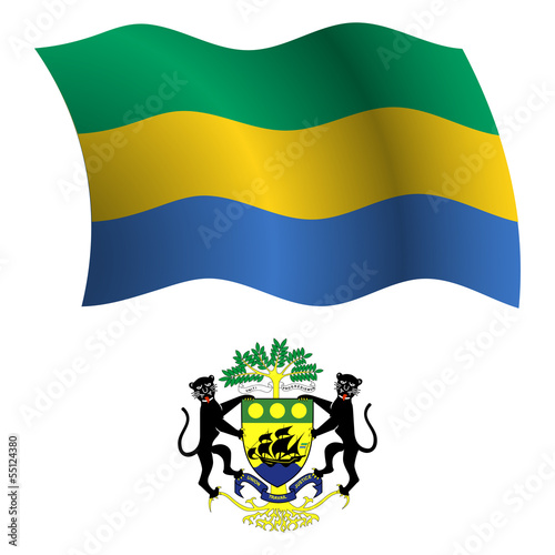 gabonese republic wavy flag and coat