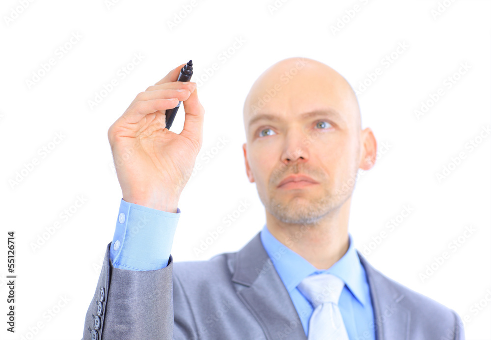 Young businessman makes a record. Young businessman makes a record.