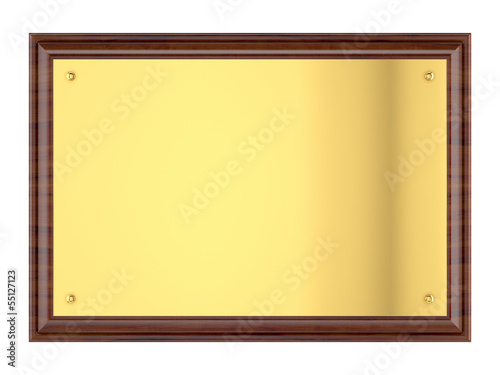 Wood plaque with Gold plate.