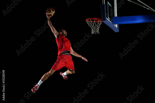 Print op canvas basketball player in action