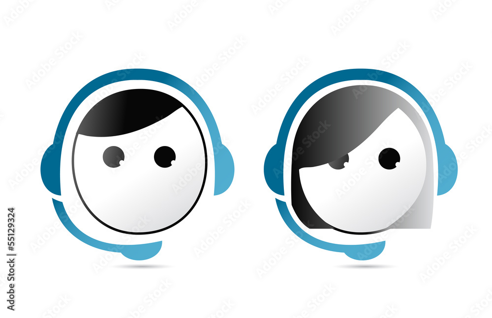 male and female customer support representatives. male and female customer support representatives.