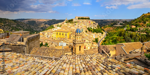 Panoramic view of beautiful village Ragusa in Sicily photo