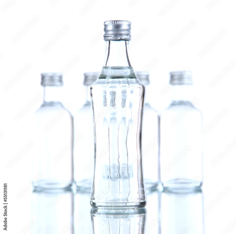 Minibar bottles, isolated on white Minibar bottles, isolated on white