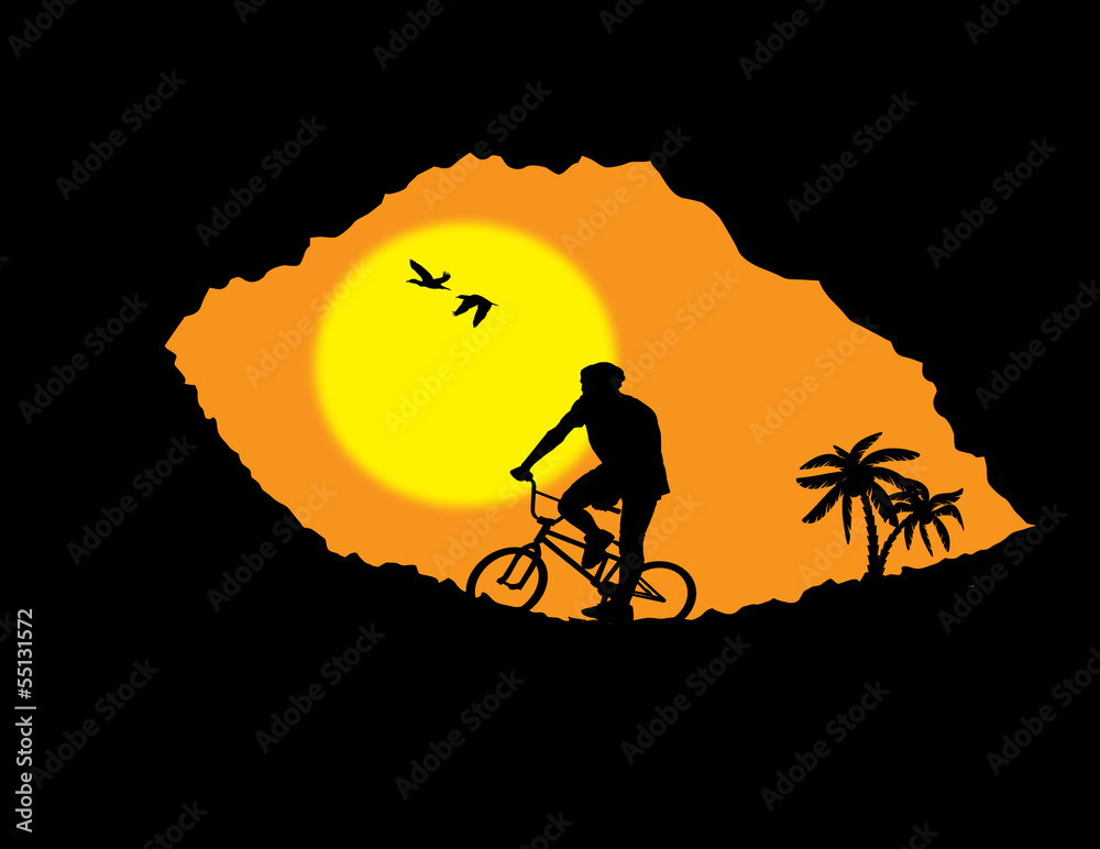 Mountain bike bicycle rider in wild mountain Mountain bike bicycle rider in wild mountain