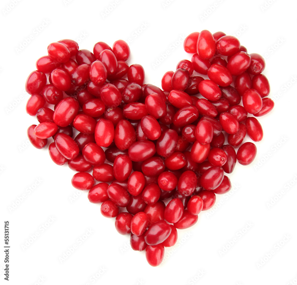 Fresh cornel berries isolated on white Fresh cornel berries isolated on white