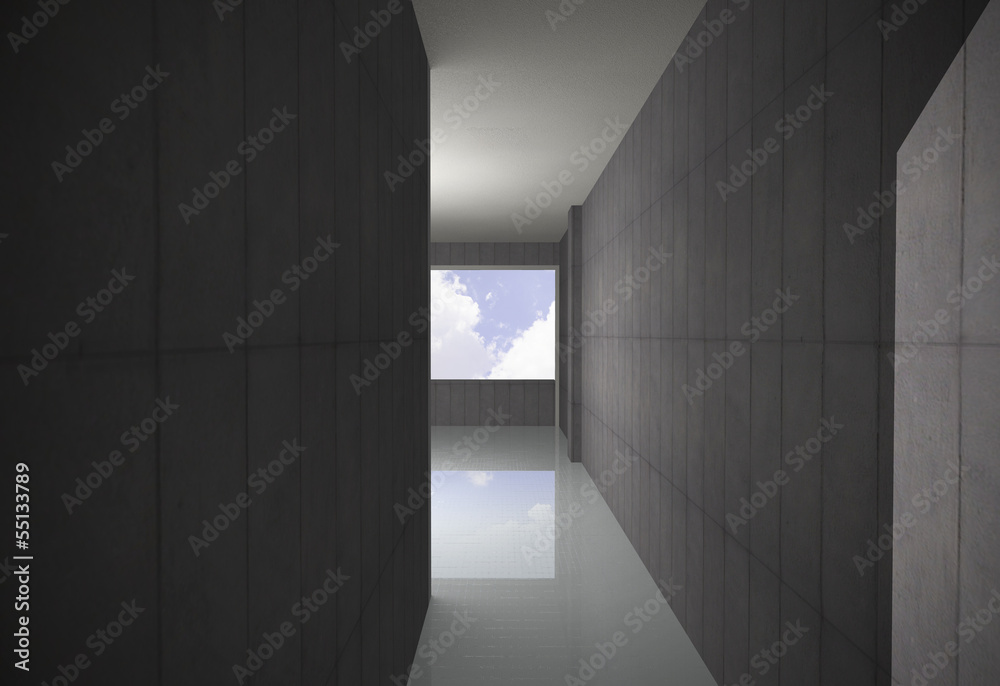 Obraz premium Empty Bare Concrete Corridor