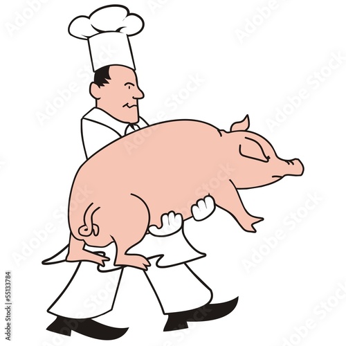 cook and pig