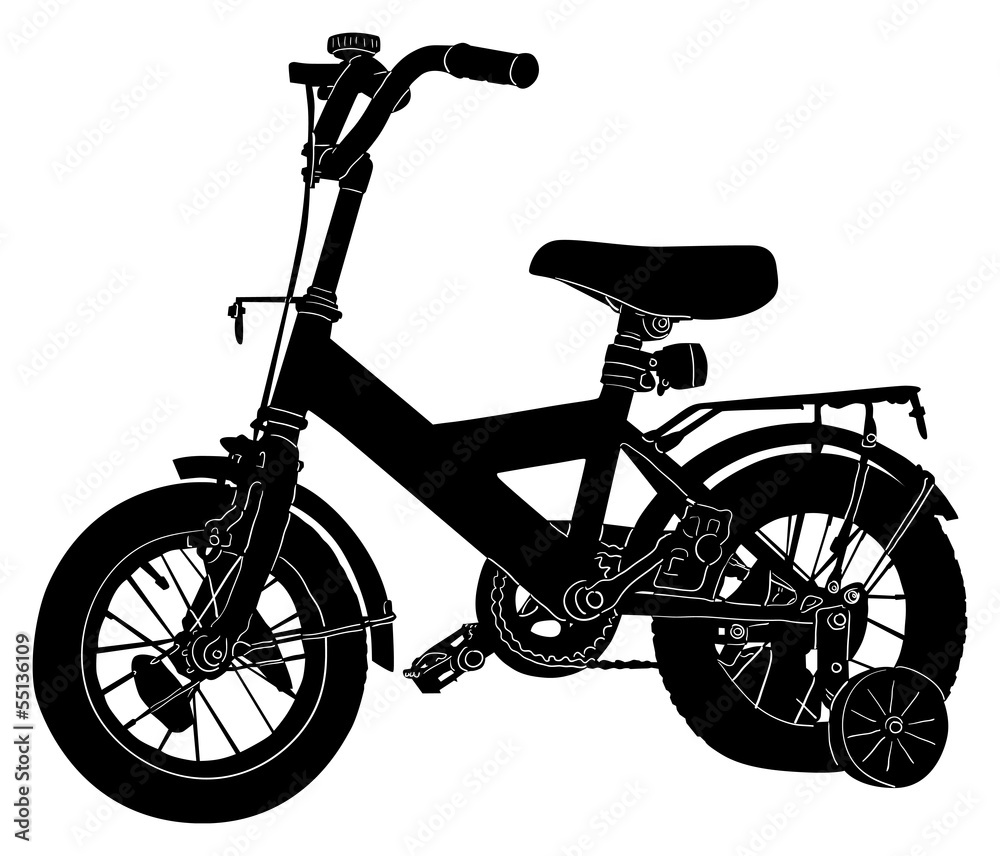 Fototapeta premium child bicycle silhouette on white