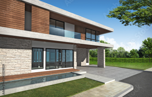 3D rendering of tropical house exterior  © Aomarch